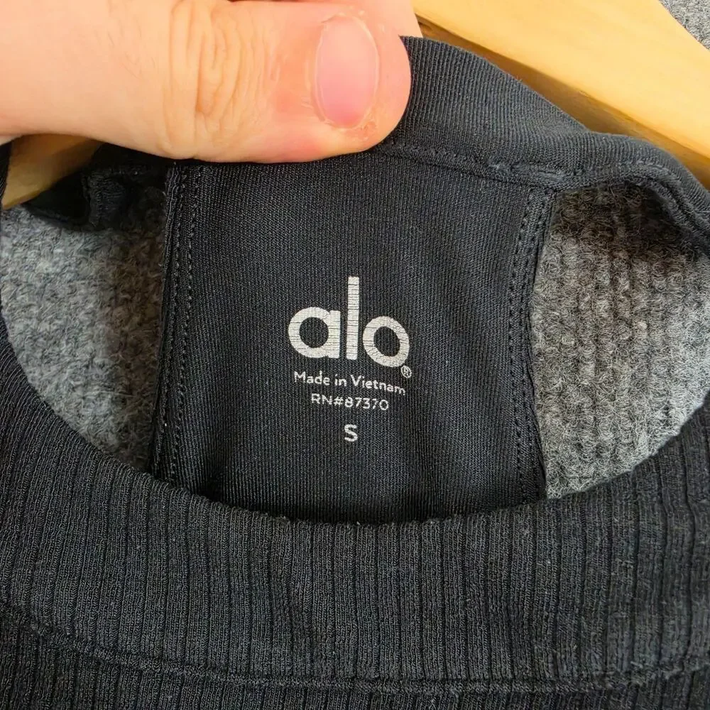 Alo Yoga Top Women Small Insight Tank Ribbed Halter Black Yoga Athletic Gym Chic